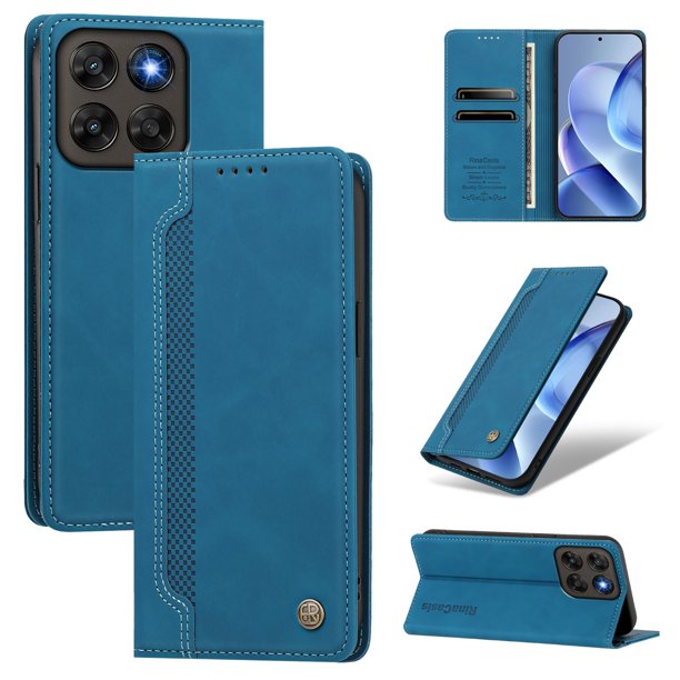 Funda Billetera para Motorola Moto G77 Imán y Resistente Azul