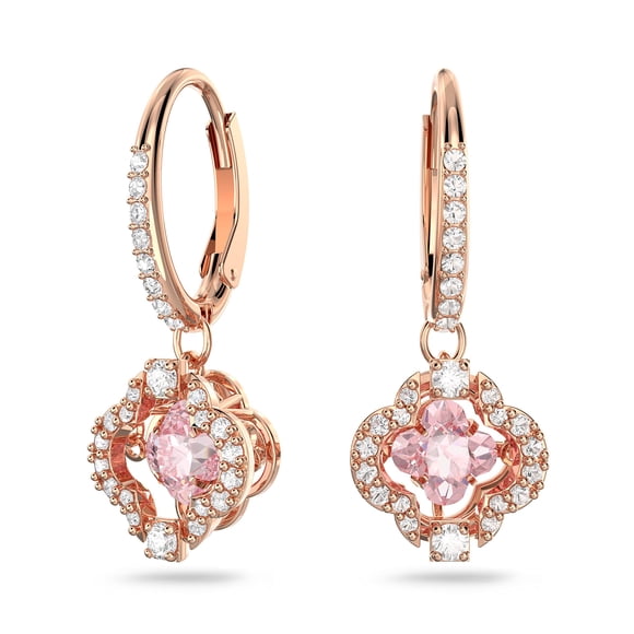 Pendientes Swarovski Una con pavé de cristal transparente y piedra rosa
