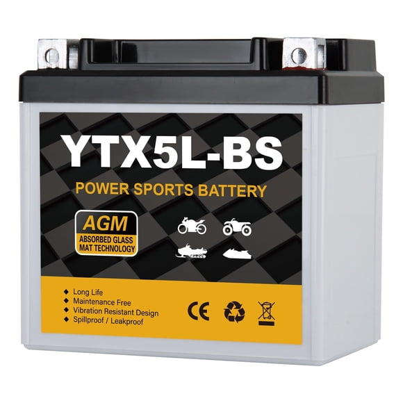 Batería para motocicleta Daakmax YTX5L-BS 12V 4Ah 80 CCA AGM