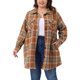 thumbnail image 1 of Agnes Orinda Conjuntos de Halloween para Mujeres Tallas Grandes Chaqueta Shacket de Cuadros Manga Larga Camisa de Franela con Botones Chaqueta de Moda 2X Naranja, 1 of 6