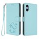 thumbnail image 1 of Funda Volteable con Diseño de Gato para Sony Xperia 10 VI, Verde Claro, 1 of 6