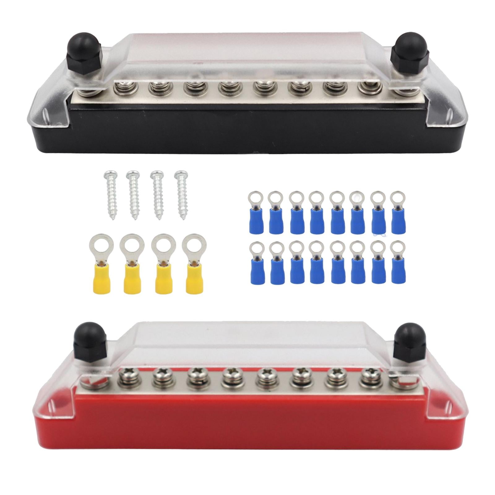 Magideal - Bloque De Distribución De Energía De 2 Piezas, Máx. 150 A, Con Cubierta, Barra Colectora Para Vehículos Recreativos, Automóviles, Camiones, Vehículos 10 Terminales