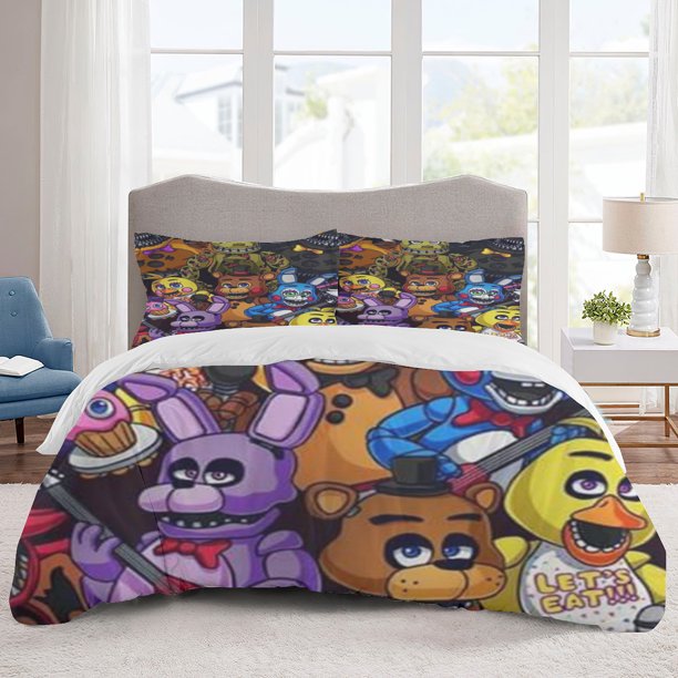 Five Nights at Freddy's Bedding Sets Cartoon Duvet Cover Lightweight 3 Piece Bet Sets for Kids Boys Girls