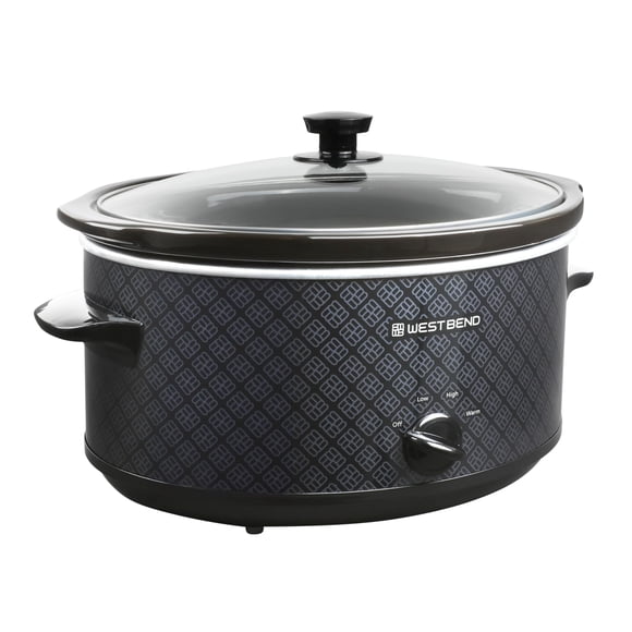 Olla de cocción lenta West Bend, manual, 6 litros, estilo vajilla negra