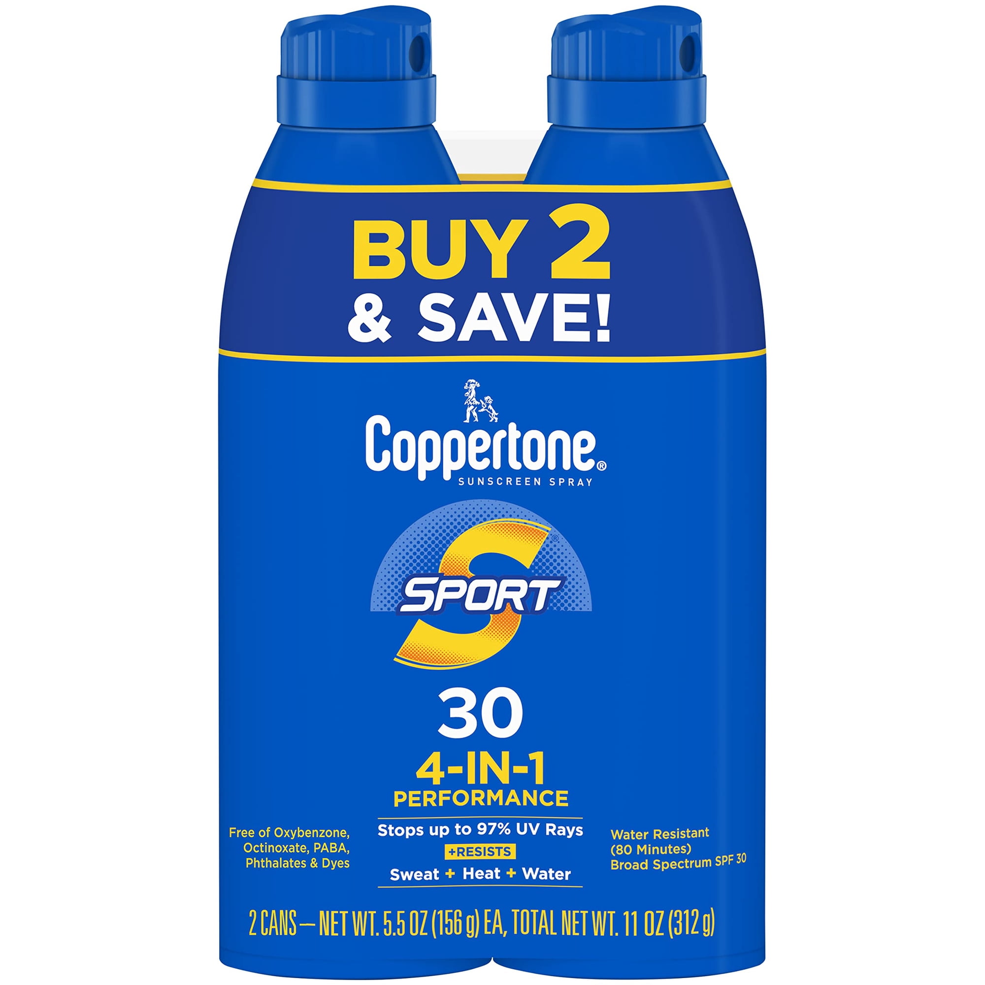 Spray De Protección Solar Coppertone Sport Spf 30 163 Ml, Paquete De 2