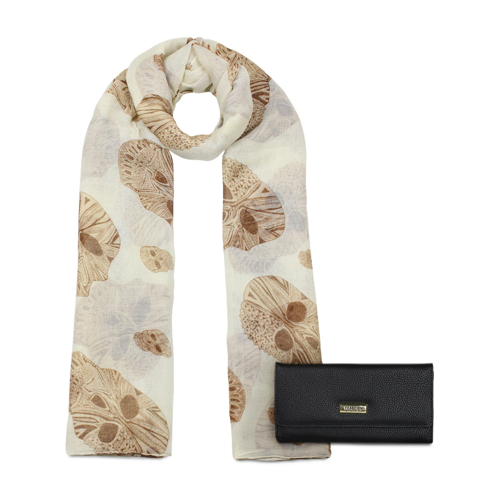 Kubayoff - Kenneth Cole - Pack Bufanda Omani Beige + Billetera Fidelia Negro