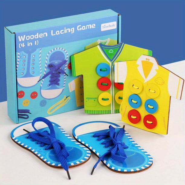 Children's Clothes And Shoes Wearing Rope Toys, Baby Puzzle Early Education Fun Parent-child Interaction Fine Motor Training Rope Game 3 Years Old+