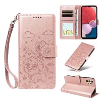 Funda Billetera Foxdock Compatible Con Samsung Galaxy A13 4G/5G, Diseño Perrito Tierno, Ranuras Para Tarjetas Y Soporte Plegable