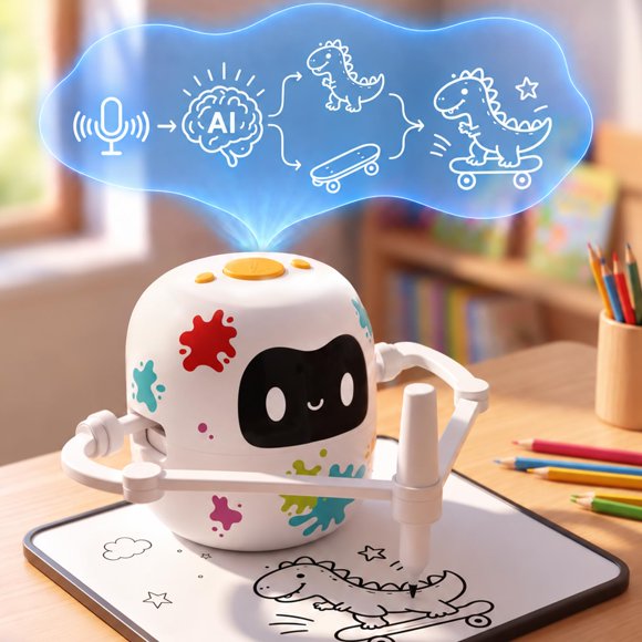 Robot Dibujante Mewaii con IA y Activación por Voz - Juguete Educativo