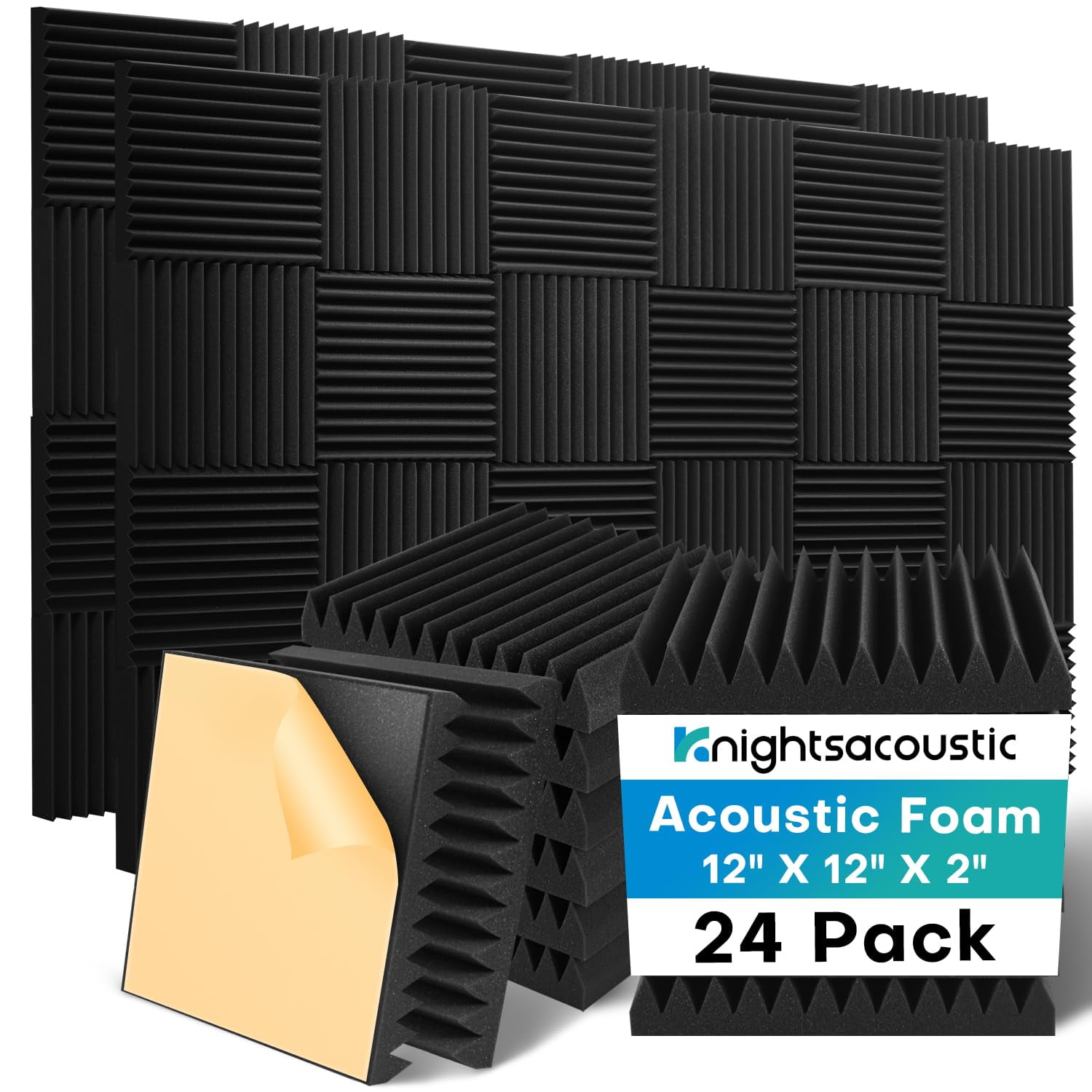 Paneles De Espuma Insonorizados Knightsacoustic De 12 X 12 X 5 Cm (paquete De 24)