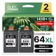 thumbnail image 1 of Cartuchos de tinta negra ejet 64XL, paquete de 2, para impresoras HP, 1 of 8