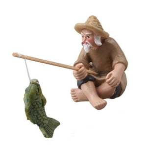 Genérico - Estatuillas De Pescador Mini Escultura Para Estante Exterior Interior Césped S