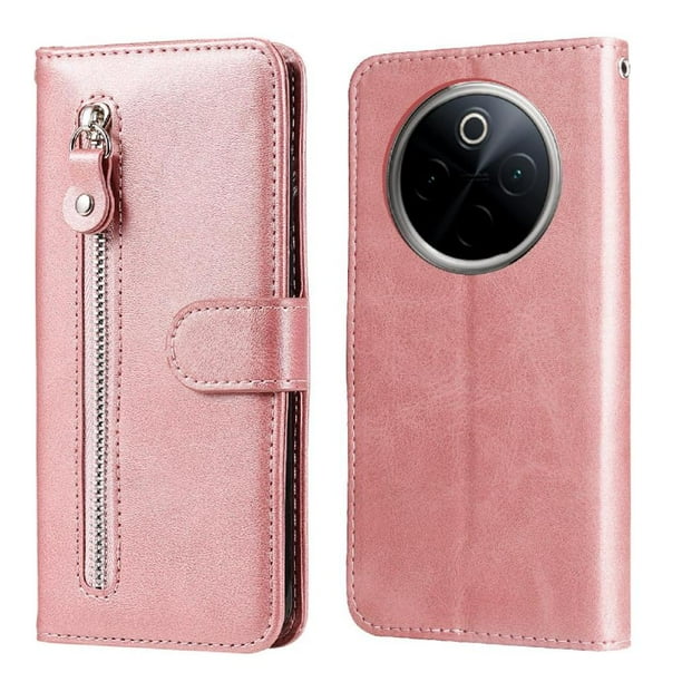 Funda con Cremallera para Google Pixel 9A, Carcasa Cartera de Cuero PU con Soporte y Tarjetero