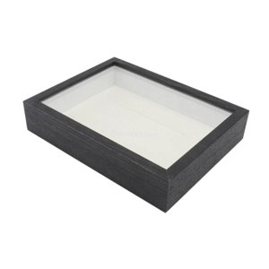 Magideal - Caja De Sombra De Madera Diy, Marco De Caja De Memoria, Decoración De Mesa Y Pared, Rectángulo De 5Cm, Estuche De Exposición De Flores Secas Profundas Negro