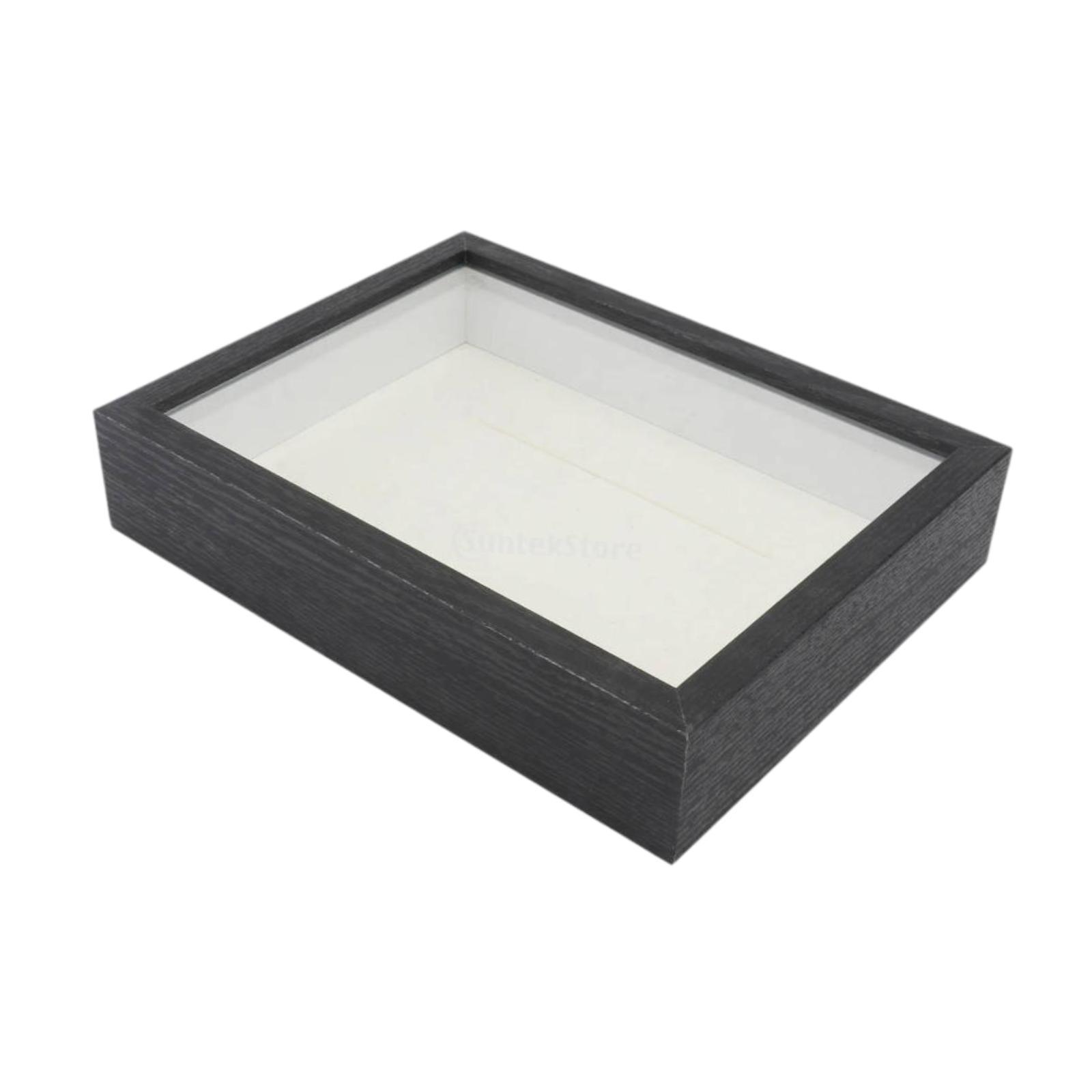 Magideal - Caja De Sombra De Madera Diy, Marco De Caja De Memoria, Decoración De Mesa Y Pared, Rectángulo De 5Cm, Estuche De Exposición De Flores Secas Profundas Negro