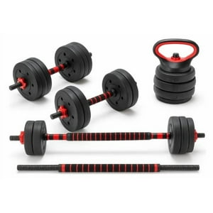 Centurfit - Set Mancuernas Barra Kettlebell Ajustable 3En1 Armable 20Kg