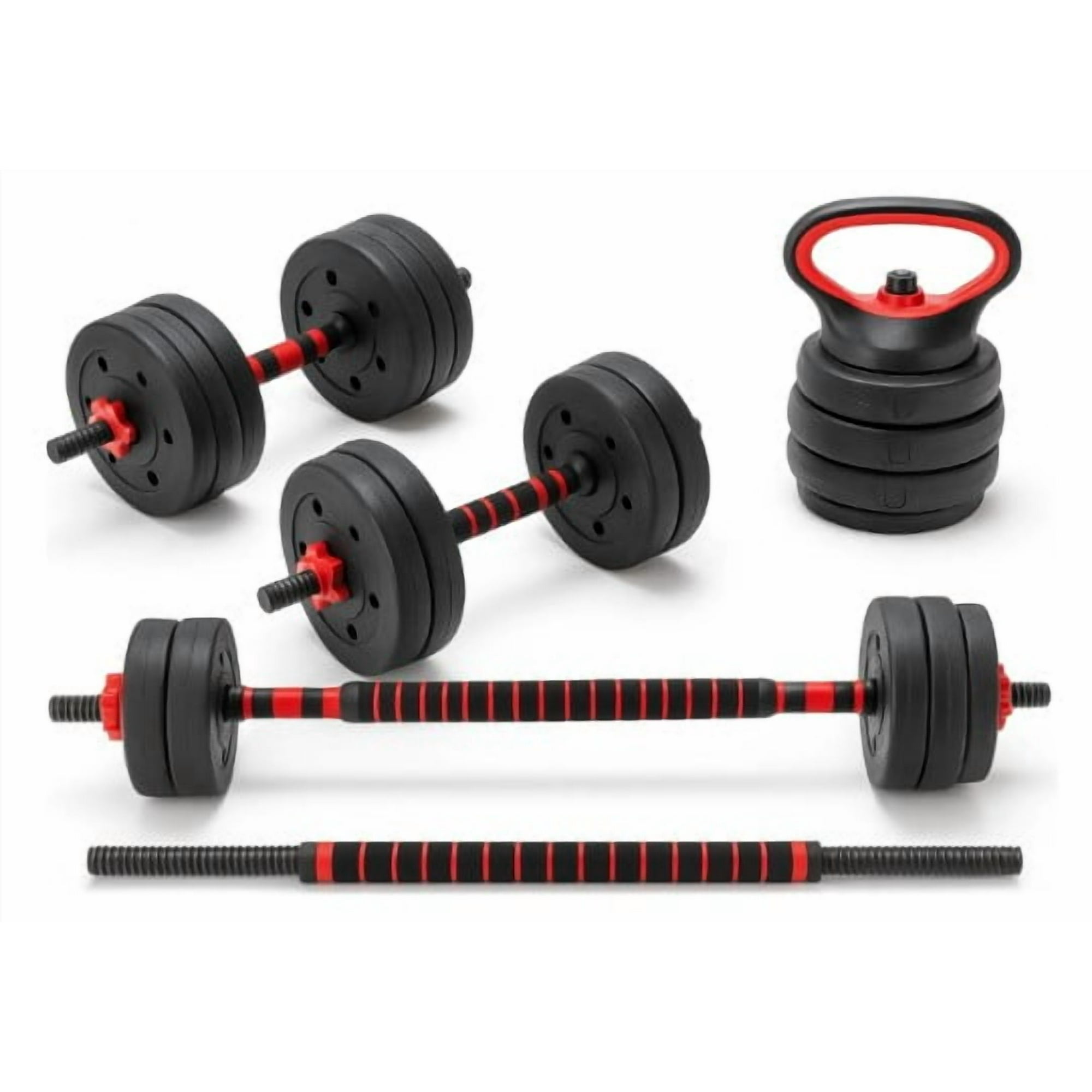 Centurfit - Set Mancuernas Barra Kettlebell Ajustable 3en1 Armable 20kg