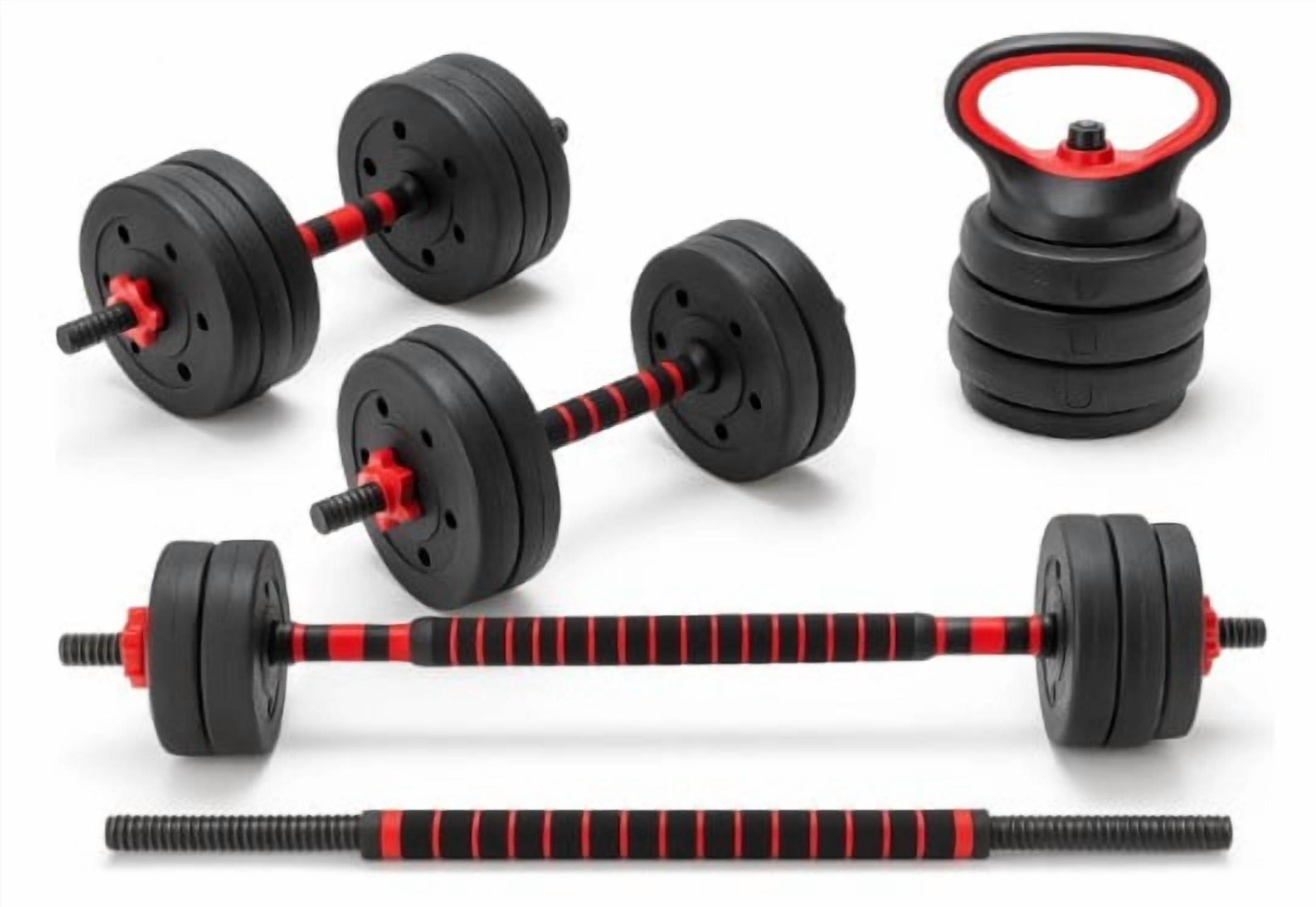 Centurfit - Set Mancuernas Barra Kettlebell Ajustable 3En1 Armable 20Kg