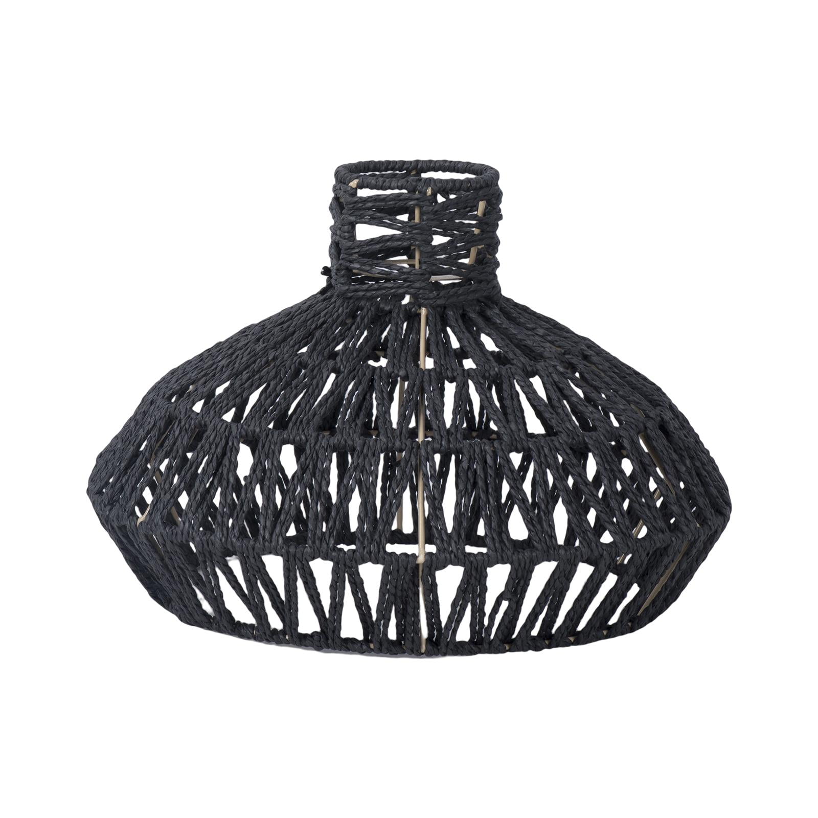 Ioensy - Pantallas De Lámparas De Cuerda Tejida Cubierta De Accesorio De Luz De Techo Montaje De Lámpara Colgante Pantalla Negra