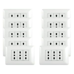 Genérico - Pack 10 Tomacorriente Triple 10/16A 250V Blanco