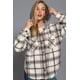 thumbnail image 5 of Saronite Chaqueta Polar con Capucha y Estampado a Cuadros, Botones Al Frente y Capucha Acogedora, Color Blanco/gris (para Mujer), 5 of 5