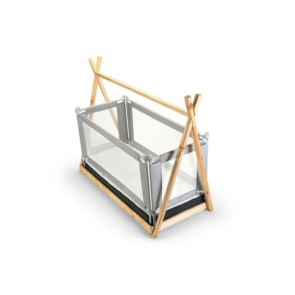 4 Barandas Para Cama transición/ Montessori 70x70x140x140 cm Gris Altura colchón hasta 27 cm