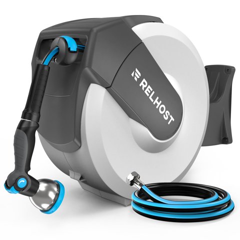 Manguera De Jardín Relhost, 20 M X 1,3 Cm, Con Rebobinado Automático
