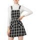 thumbnail image 5 of INSPIRE CHIC Vestido de Tirantes Ajustables a Cuadros para Mujer Regreso a Clases M Negro-Blanco, 5 of 8