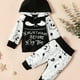 thumbnail image 1 of 2pcs Baby Boy's Skull Ghost Face Letter Print Halloween Costume - Hoodie & Pants Set, 1 of 3