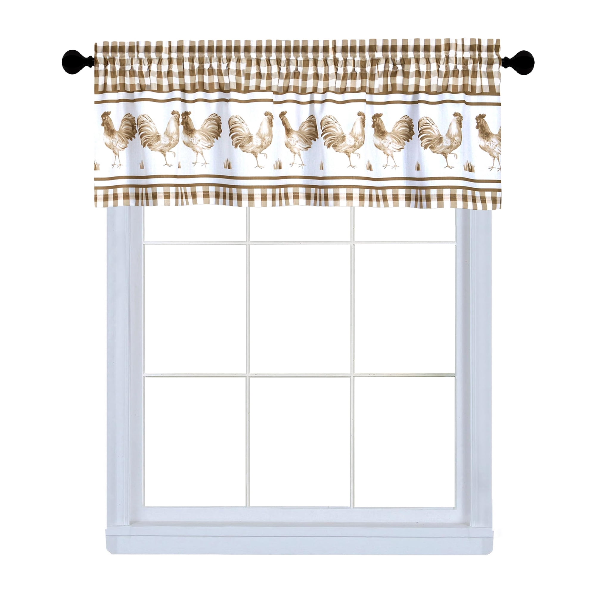 Cortinas Con Cenefa Achim, Filtro De Luz, Tipo Corral, 58 X 36 Cm, Color Marrón