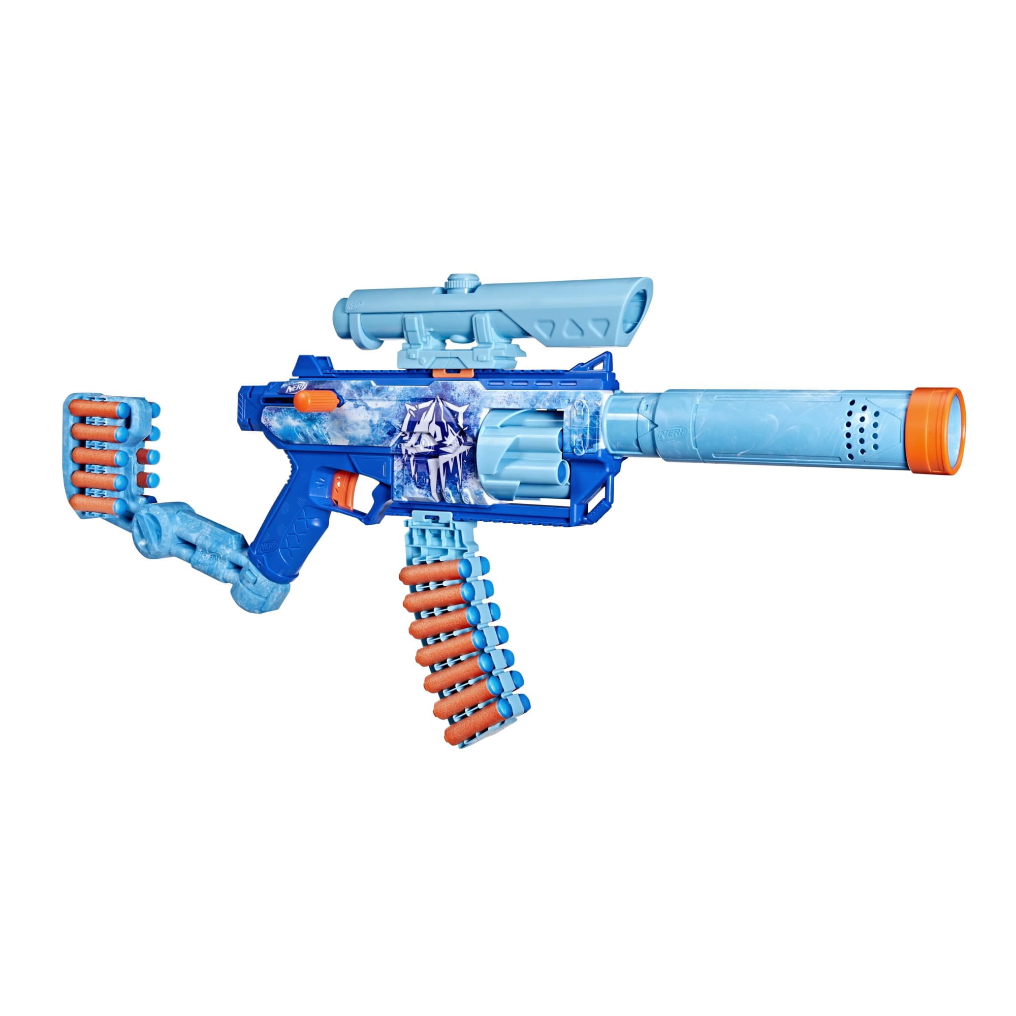 Lanzador Nerf Loadout Frostfusion Hasbro Con 4 Accesorios Intercambiables Y 30 Dardos