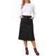 thumbnail image 2 of Falda midi de pana para mujer, cintura alta, línea A, abertura frontal, casual, otoño, invierno, faldas largas con bolsillos, S, negro, 2 of 6