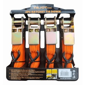 Genérico - Set Juego Eslingas Cinta Correas De Amarre 4 Piezas Naranja