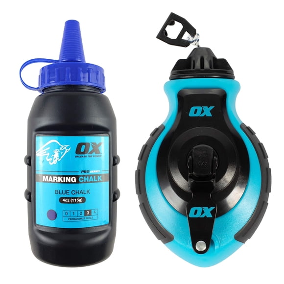 Paquete combinado de carrete Chalk Line y polvo de tiza OX Tools P503502