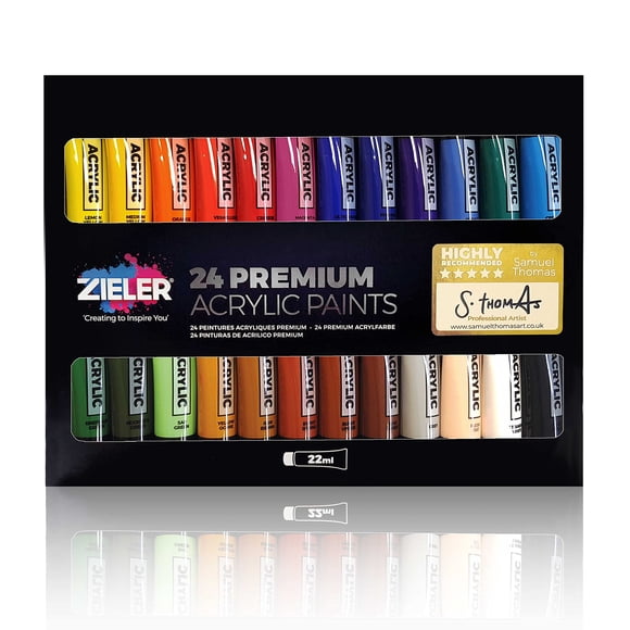 Set de 24 colores de pinturas acrílicas Zieler 22 ml