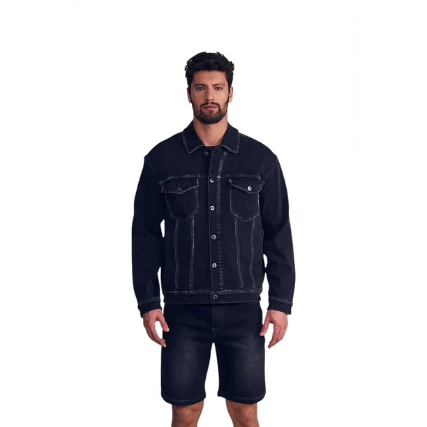 Chaqueta Hombre Denim Negro Castaño Emboss Ellus