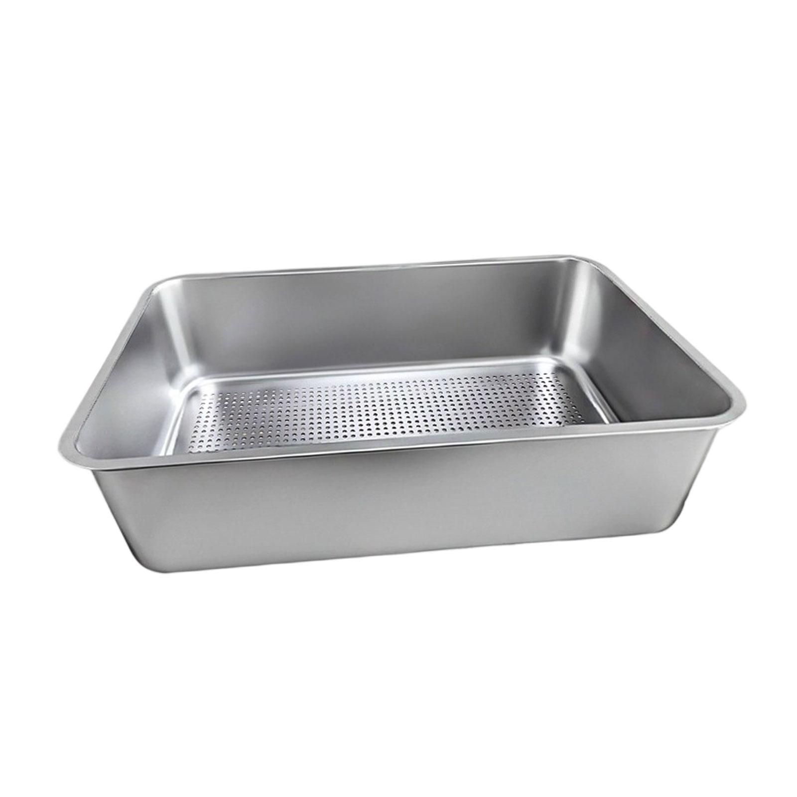 Ioensy - Bandeja Para Arena De Gatos De Acero Inoxidable, Grande, De Lados Altos, Para Gatos De Interior