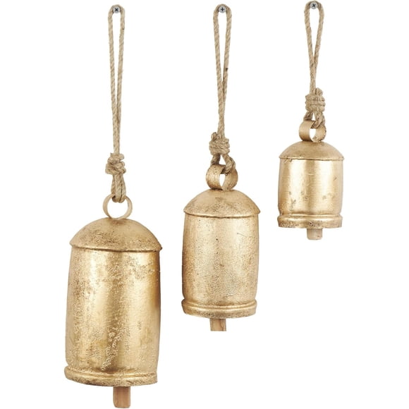 Deco 79 Metal Cow Bells, campanas de meditación, set de 3, 10, 7 y 5