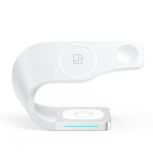 Genérico - Soporte Cargador Inalámbrico Para Iphone 15 14 13 12 Pro Max, Samsung Galaxy S23 S22 S21 Ultra, Airpods Pro 2, 3 En 1 Estación De Carga Rápida Con Indicador Led, Negro-Blanco