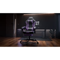 M&Ms - Gaming Chair, Ergonomic Computer Chair With Footrest And Massage Lumbar Support, Height Adjustable Swivel Video Game Chair For Adults, 300Lb Max, Black Purple
