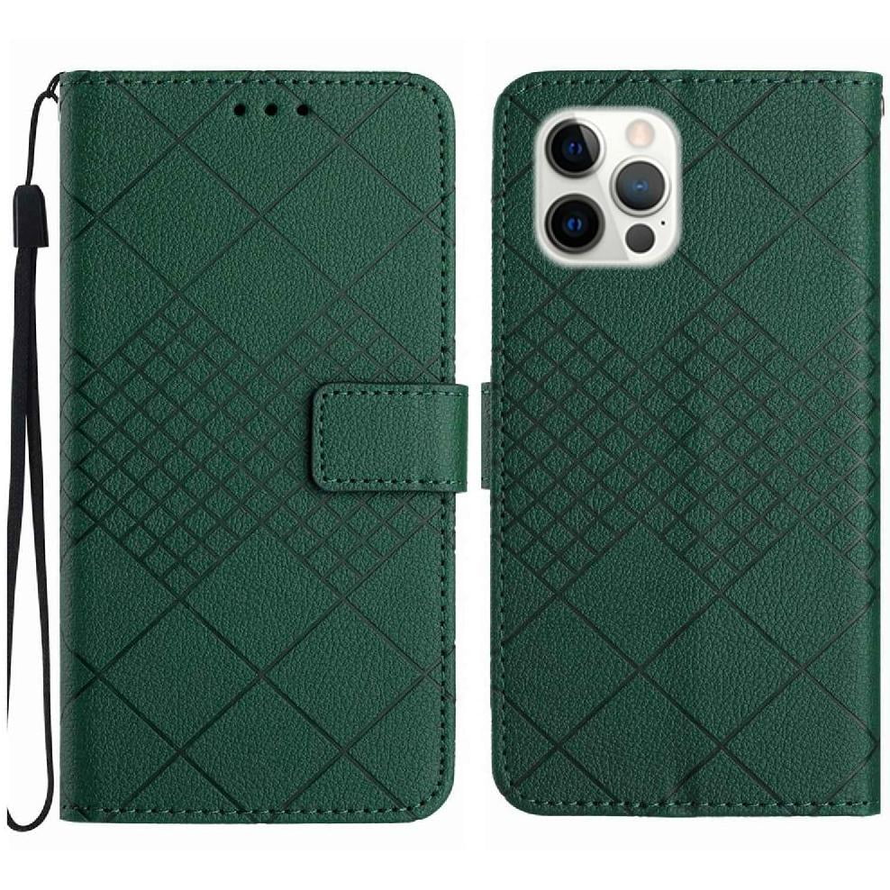 Foxdock - Funda Tipo Cartera Para Iphone 16 Pro Con Soporte Y Correa, Interior Tpu Antirrayas Verde