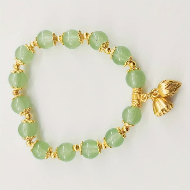 Lucky Chinese Style Beaded Bracelet with Flower Pendant - Perfect Hand Jewelry for Women and Girls