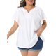 thumbnail image 1 of Agnes Orinda Blusa de Talla Grande para Mujer Cuello en V con Muesca Manga Corta Bordado de Ojal Camisetas Casual Blusa Calada 2X Blanco, 1 of 6