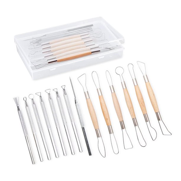Kit de herramientas para modelado de arcilla Augernis de 14 piezas en aluminio y madera