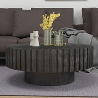 M&Ms - Modern Minimalist Circular Black Coffee Table, 31.4-Inch Natural Wood Color And Texture, Space Aesthetics Suitable For Easy Assembly In Living Rooms, Study Rooms, And Dining Rooms