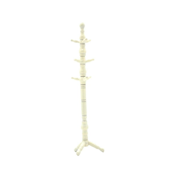Miniatura 1/12, perchero para ropa de muñecas, accesorios para colgar ropa, muebles de suelo, perchero para sombreros, perchero para niños pequeños Blanco