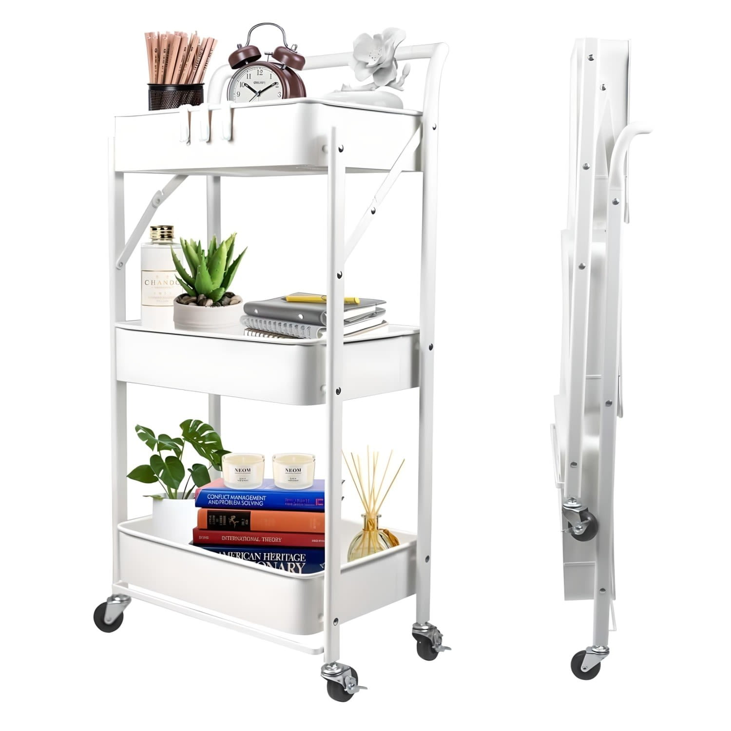 Pro Chef - Carro Multiuso Plegable Acero Blanco 45x30x88 Cm