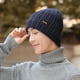 thumbnail image 5 of Gorro de invierno con forro de satén para mujer y hombre, gorro holgado con forro de seda para invierno, gorro de punto cálido con puños., 5 of 5