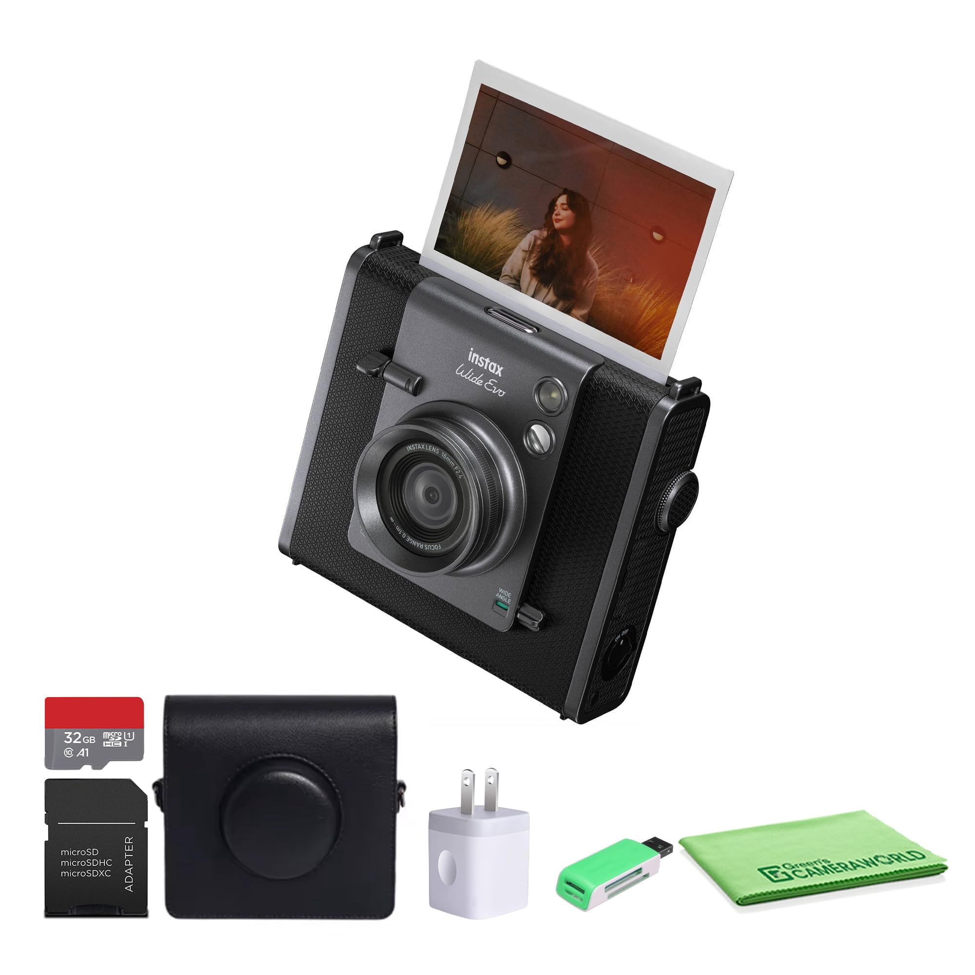 Cámara Fujifilm Instax Wide Evo Hybrid Con Funda + 32 Gb + Más