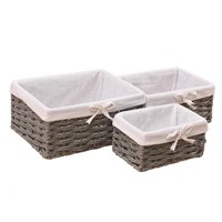 Magideal - Cestas De Almacenamiento Tejidas De 3 Piezas Organizador De Artículos Diversos De Escritorio Cesta De Servicio De Ratán Con Forros Cestas De Cosmético A